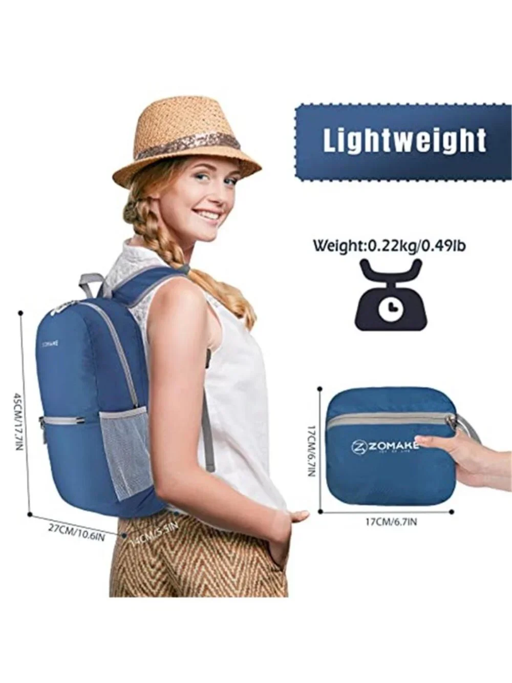Packable Hiking Backpack Lightweight Foldable Travel Daypack Water Resistant 20L